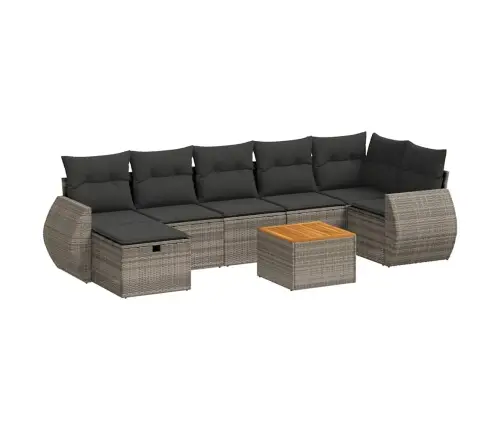 8-Daļīgs Dārza Dīvāna Komplekts Ar Matračiem, Pelēks Pe Pinums Vidaxl