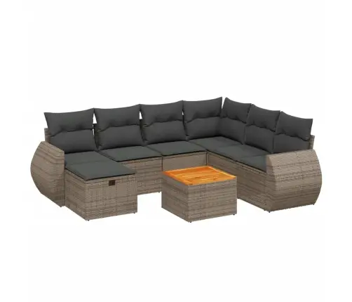 Sodo Komplektas Su Pagalvėlėmis, 8 Dalių, Pilkas, Poliratanas