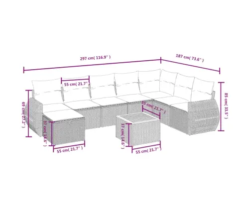 9-Daļīgs Dārza Dīvāna Komplekts, Matrači, Melna Pe Rotangpalma Vidaxl