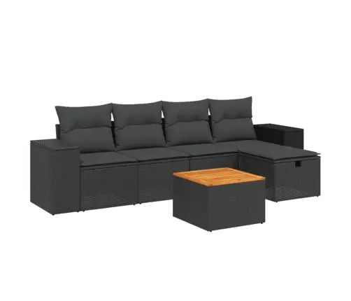 6-Daļīgs Dārza Dīvāna Komplekts, Matrači, Melna Pe Rotanpalma Vidaxl