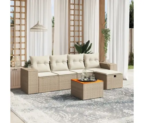 Sofos Komplektas Su Pagalvėlėmis, 6 Dalių, Smėlio, Poliratanas