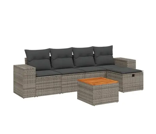 6-Daļīgs Dārza Dīvāna Komplekts Ar Matračiem, Pelēks Pe Pinums Vidaxl