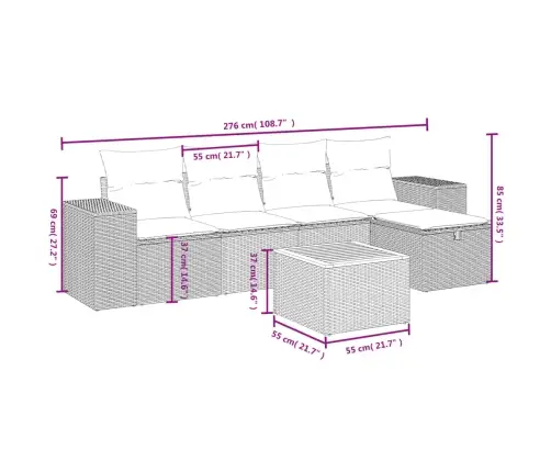 6-Daļīgs Dārza Dīvāna Komplekts Ar Matračiem, Pelēks Pe Pinums Vidaxl