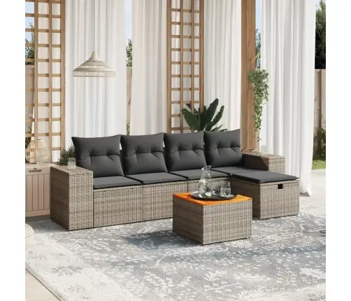 6-Daļīgs Dārza Dīvāna Komplekts Ar Matračiem, Pelēks Pe Pinums Vidaxl