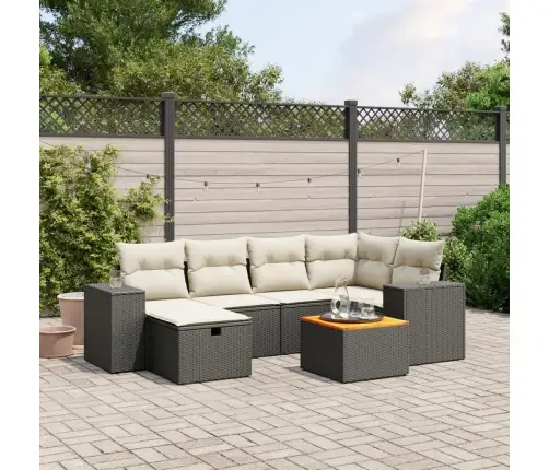 7-Daļīgs Dārza Dīvāna Komplekts Ar Matračiem, Melna Pe Vidaxl