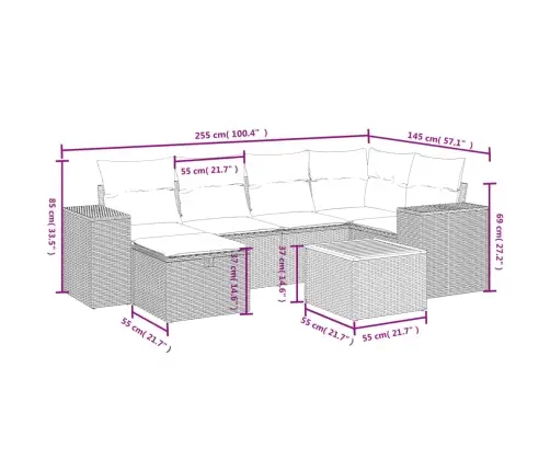7-Osaline Aiadiivani Komplekt Patjadega, Hall, Polürotang