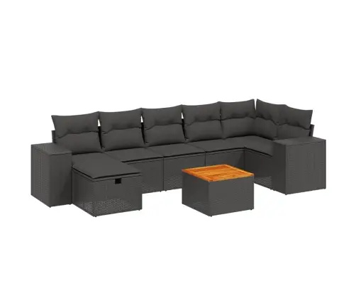 8-Daļīgs Dārza Dīvāna Komplekts, Matrači, Melna Pe Rotangpalma Vidaxl