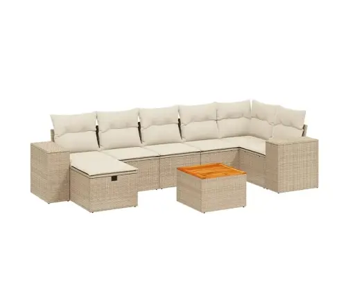 Sofos Komplektas Su Pagalvėlėmis, 8 Dalių, Smėlio, Poliratanas