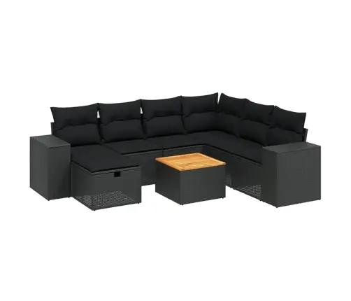 8-Daļīgs Dārza Dīvāna Komplekts, Matrači, Melna Pe Rotangpalma Vidaxl