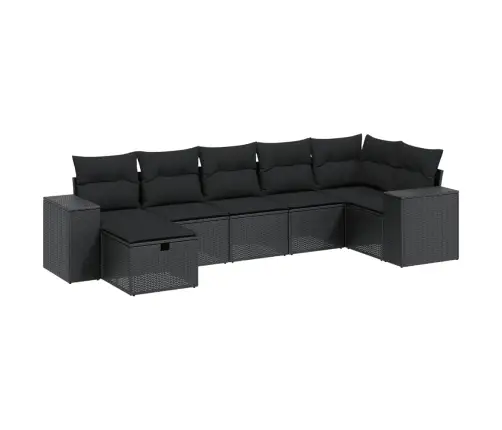 Sofos Komplektas Su Pagalvėlėmis, 8 Dalių, Juodas, Poliratanas