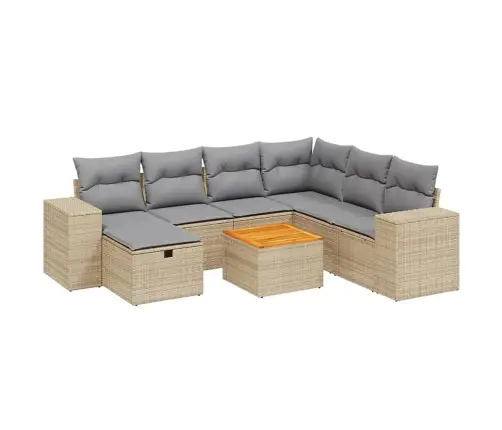 Sofos Komplektas Su Pagalvėlėmis, 8 Dalių, Smėlio, Poliratanas