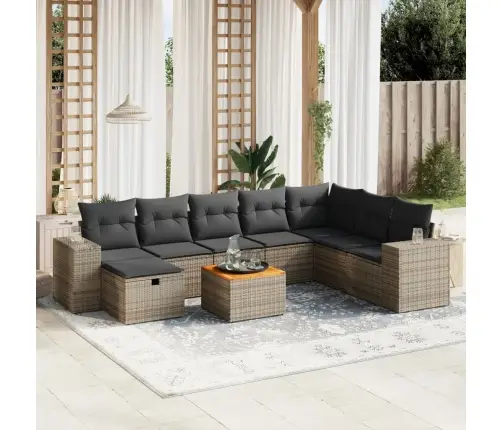 9-Osaline Aiadiivani Komplekt Patjadega, Hall, Polürotang 9-Osaline Aiadiivani Komplekt Patjadega, Hall, Polürotang