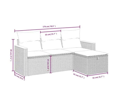 4-Osaline Aiadiivani Komplekt Patjadega, Must, Polürotang