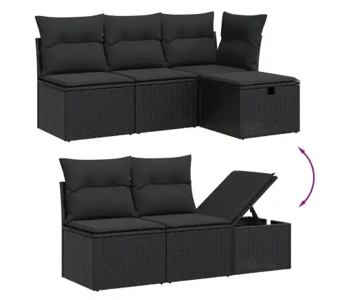 5-Osaline Aiadiivanikomplekt Patjadega, Must, Polürotang