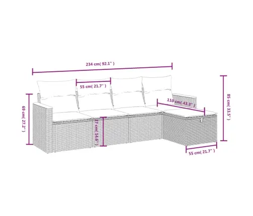 5-Osaline Aiadiivanikomplekt Patjadega, Must, Polürotang