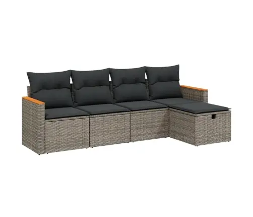 5-Daļīgs Dārza Dīvāna Komplekts Ar Matračiem, Pelēks Pe Pinums Vidaxl