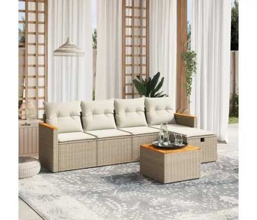 6-Daļīgs Dārza Dīvāna Komplekts, Matrači, Bēša Pe Rotangpalma Vidaxl