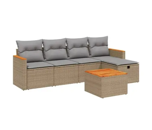 6-Daļīgs Dārza Dīvāna Komplekts, Matrači, Bēša Pe Rotangpalma Vidaxl