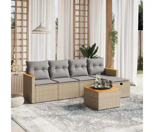 6-Daļīgs Dārza Dīvāna Komplekts, Matrači, Bēša Pe Rotangpalma Vidaxl