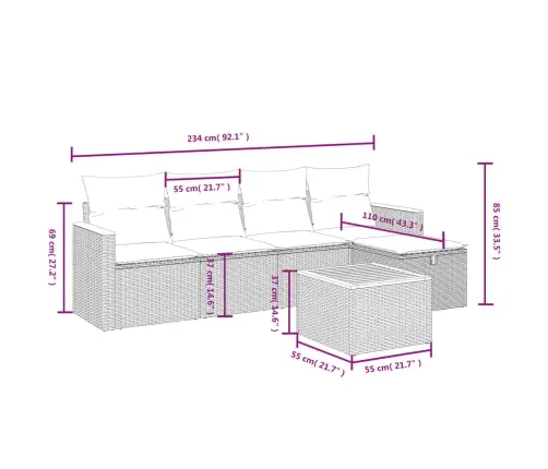Sofos Komplektas Su Pagalvėlėmis, 6 Dalių, Pilkas, Poliratanas
