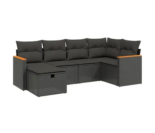 Sofos Komplektas Su Pagalvėlėmis, 6 Dalių, Juodas, Poliratanas