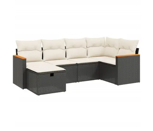 Sofos Komplektas Su Pagalvėlėmis, 6 Dalių, Juodas, Poliratanas