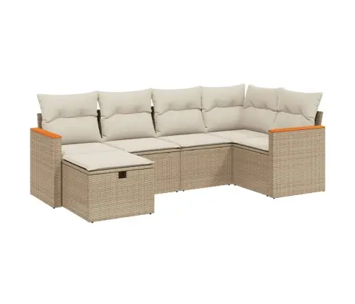 Sofos Komplektas Su Pagalvėlėmis, 6 Dalių, Smėlio, Poliratanas