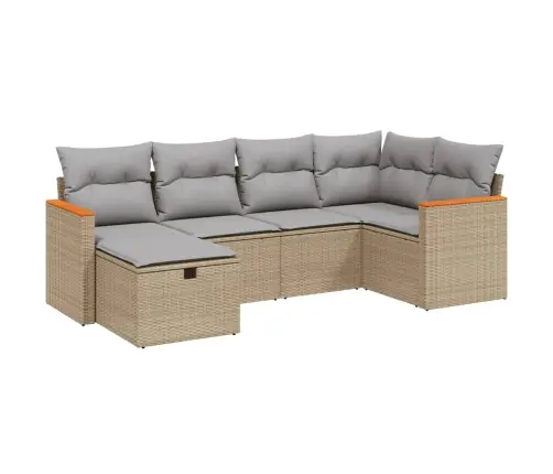 6-Daļīgs Dārza Dīvāna Komplekts, Matrači, Bēša Pe Rotangpalma Vidaxl