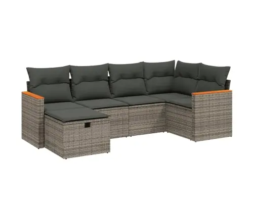 6-Daļīgs Dārza Dīvāna Komplekts Ar Matračiem, Pelēks Pe Pinums Vidaxl