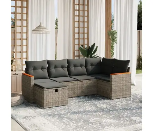 6-Daļīgs Dārza Dīvāna Komplekts Ar Matračiem, Pelēks Pe Pinums Vidaxl