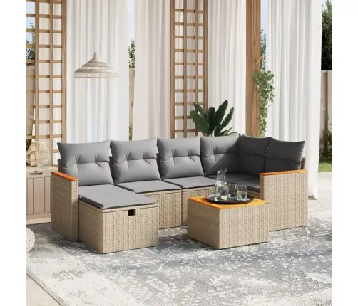 7-Daļīgs Dārza Dīvāna Komplekts Ar Matračiem,Pe Rotangpalma Vidaxl