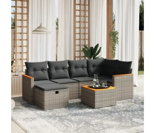 Sofos Komplektas Su Pagalvėlėmis, 7 Dalių, Pilkas, Poliratanas