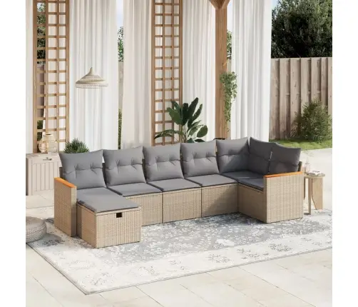 7-Daļīgs Dārza Dīvāna Komplekts Ar Matračiem,Pe Rotangpalma Vidaxl