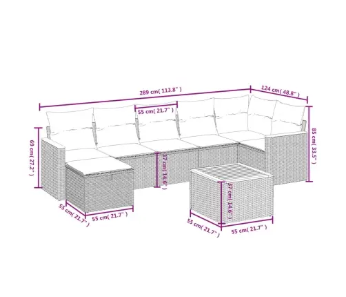 8-Osaline Aiadiivani Komplekt Patjadega, Must, Polürotang