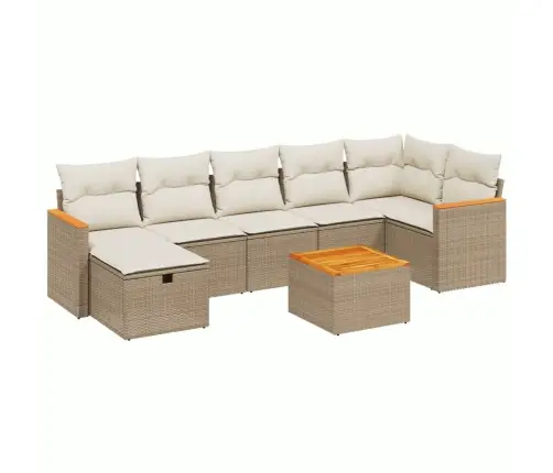 Sofos Komplektas Su Pagalvėlėmis, 8 Dalių, Smėlio, Poliratanas