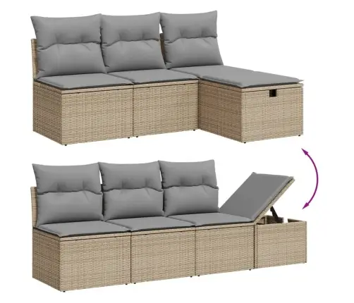 Sofos Komplektas Su Pagalvėlėmis, 8 Dalių, Smėlio, Poliratanas