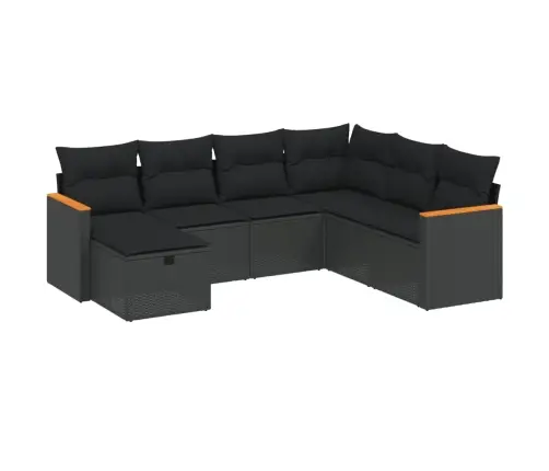 7-Daļīgs Dārza Dīvāna Komplekts Ar Matračiem, Melna Pe Vidaxl