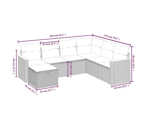 7-Daļīgs Dārza Dīvāna Komplekts Ar Matračiem, Melna Pe Vidaxl