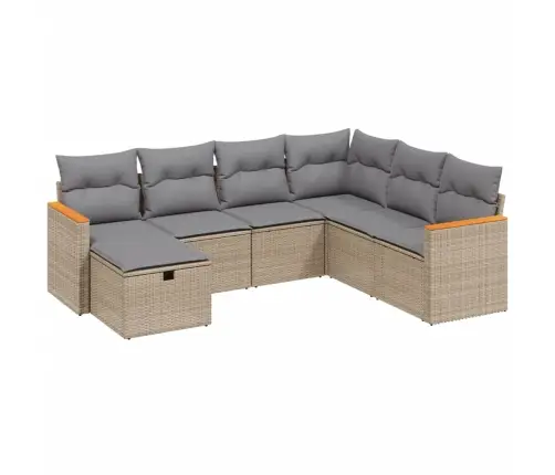 7-Daļīgs Dārza Dīvāna Komplekts Ar Matračiem,Pe Rotangpalma Vidaxl