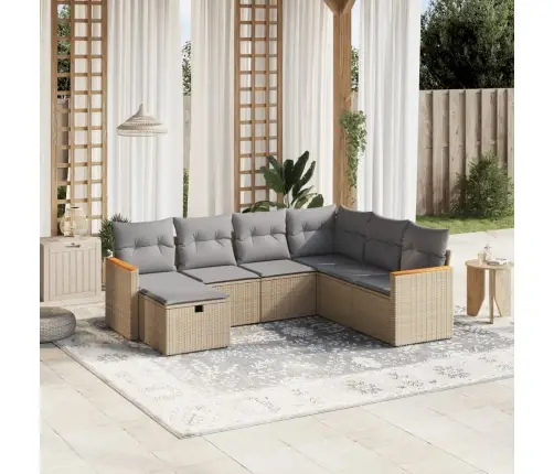 7-Daļīgs Dārza Dīvāna Komplekts Ar Matračiem,Pe Rotangpalma Vidaxl