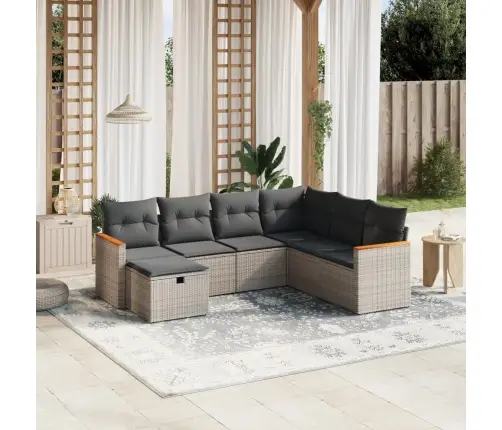 Sofos Komplektas Su Pagalvėlėmis, 7 Dalių, Pilkas, Poliratanas