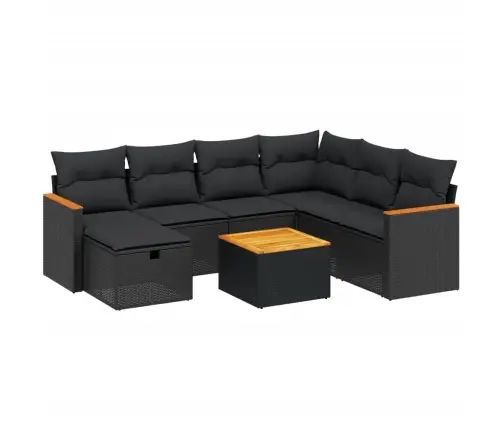 8-Daļīgs Dārza Dīvāna Komplekts, Matrači, Melna Pe Rotangpalma Vidaxl