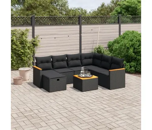 8-Daļīgs Dārza Dīvāna Komplekts, Matrači, Melna Pe Rotangpalma Vidaxl