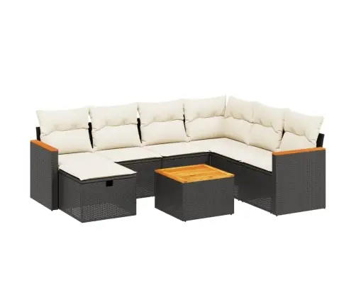 Sofos Komplektas Su Pagalvėlėmis, 8 Dalių, Juodas, Poliratanas