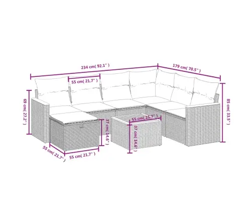 Sodo Komplektas Su Pagalvėlėmis, 8 Dalių, Pilkas, Poliratanas