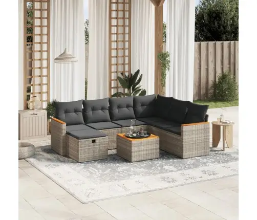 Sodo Komplektas Su Pagalvėlėmis, 8 Dalių, Pilkas, Poliratanas