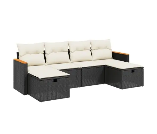 6-Daļīgs Dārza Dīvāna Komplekts, Matrači, Melna Pe Rotanpalma Vidaxl