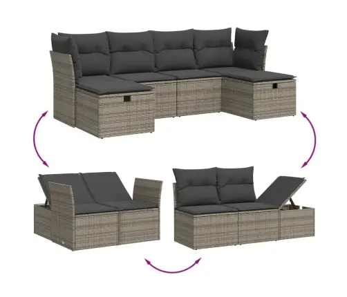 6-Osaline Aiadiivani Komplekt Patjadega, Hall, Polürotang