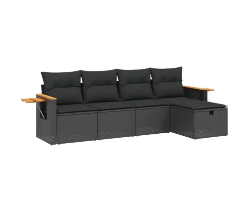 Sodo Komplektas Su Pagalvėlėmis, 5 Dalių, Juodas, Poliratanas