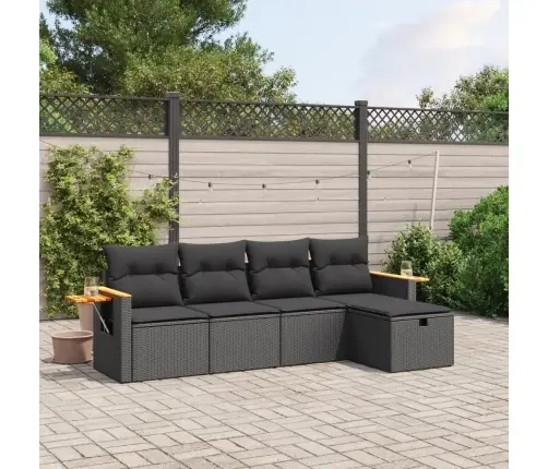 Sodo Komplektas Su Pagalvėlėmis, 5 Dalių, Juodas, Poliratanas